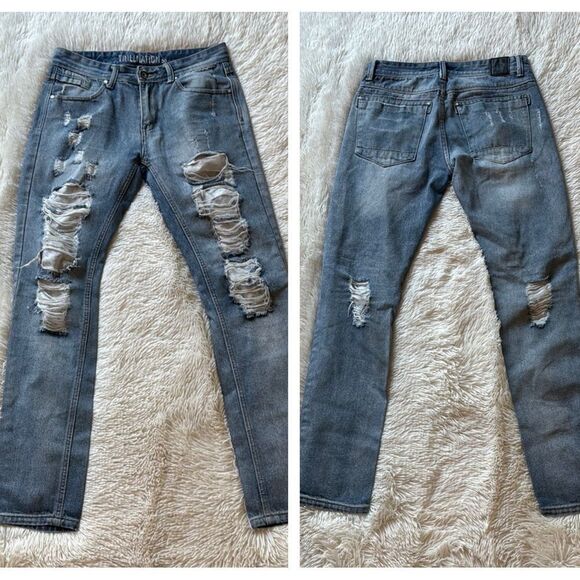 TrillNation Mens Distressed Moto Jeans Size 30 - Picture 1 of 8